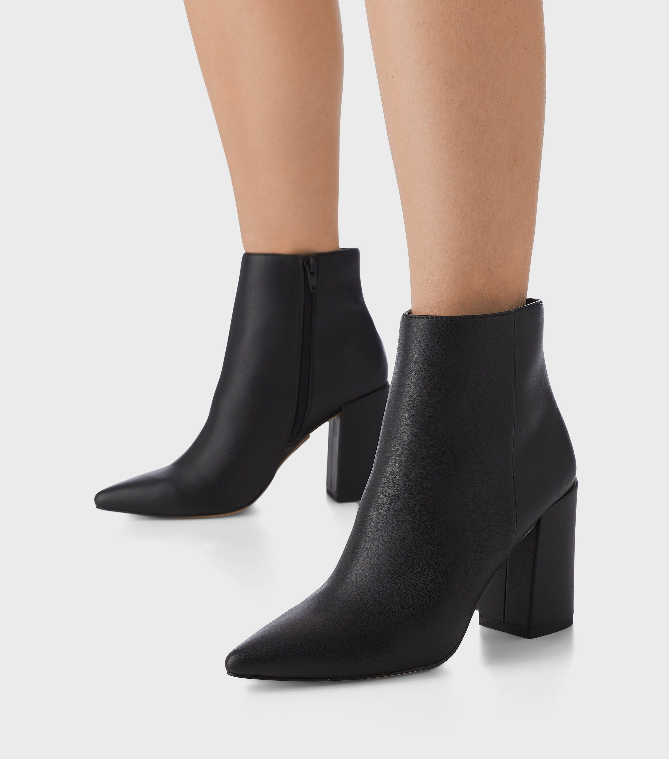 Sandy Black Block Heel Pointed Ankle Boots – London Rebel