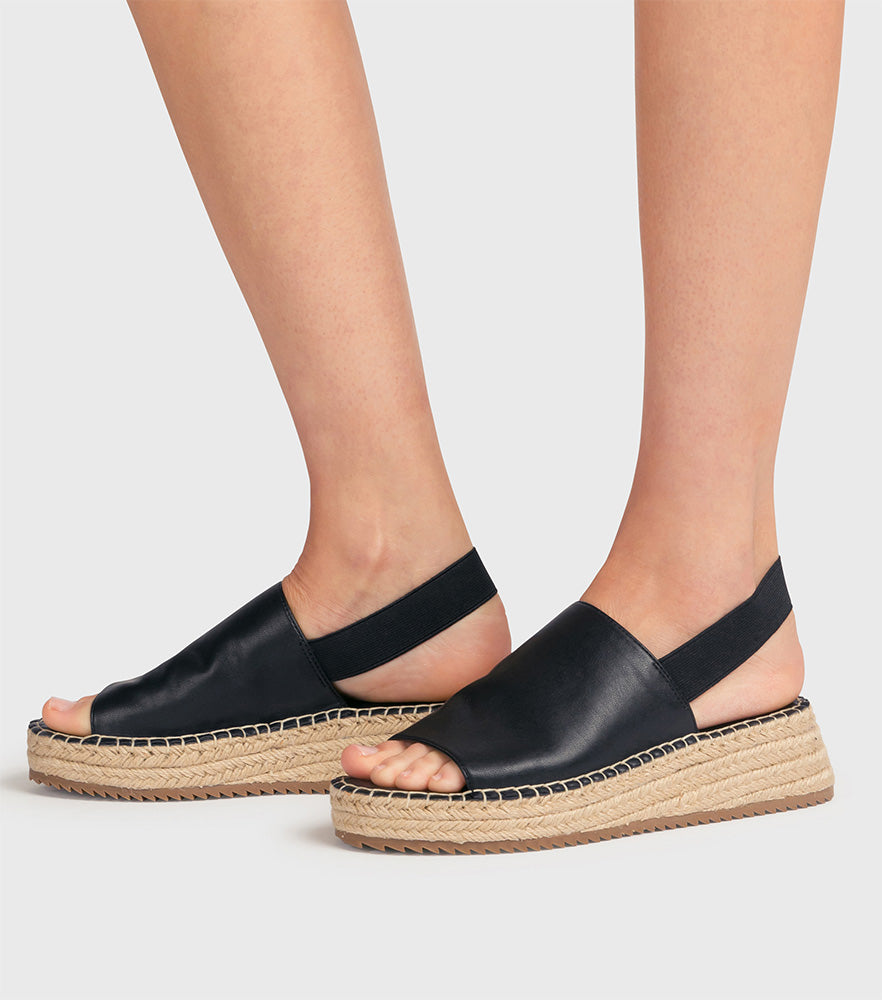 Piper Black Espadrille Wedge Sandal – London Rebel
