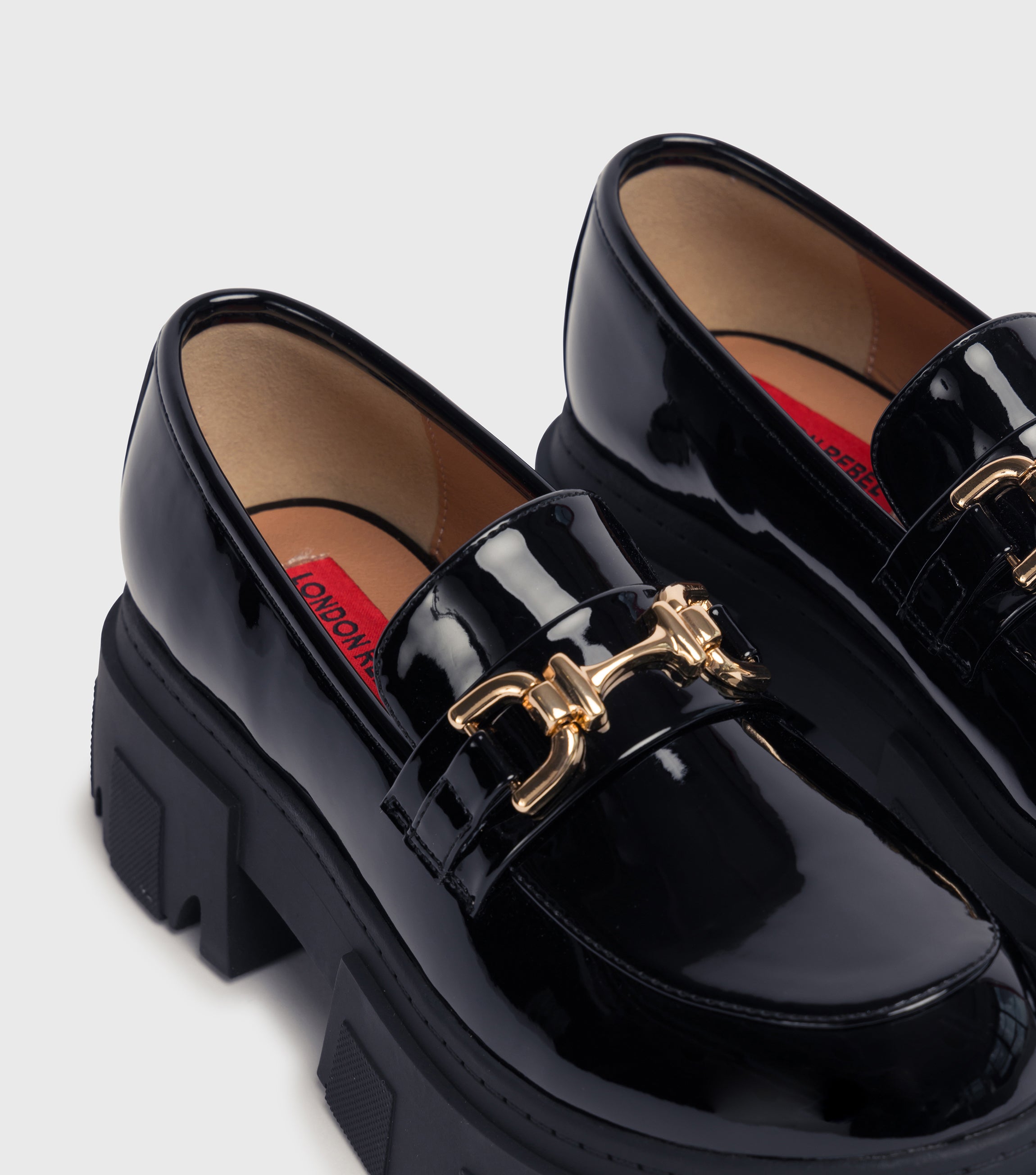 Amanda Black Chunky Buckle Front Loafers