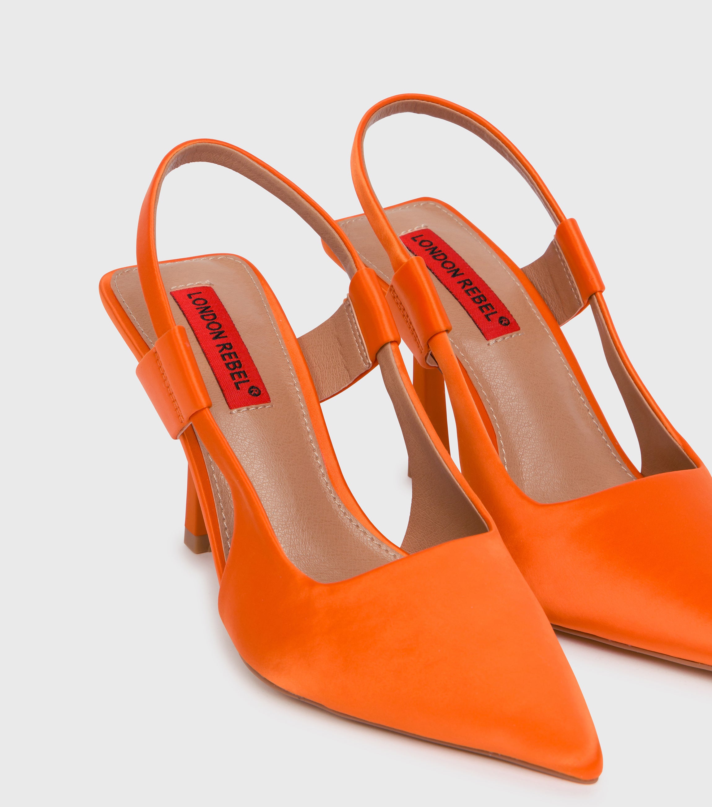Maisie Orange Pointed Toe Stiletto Heeled Shoes