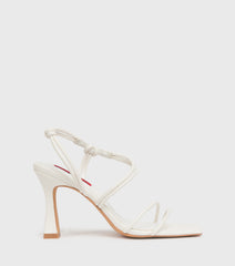 Sally White Strappy Heeled Sandals