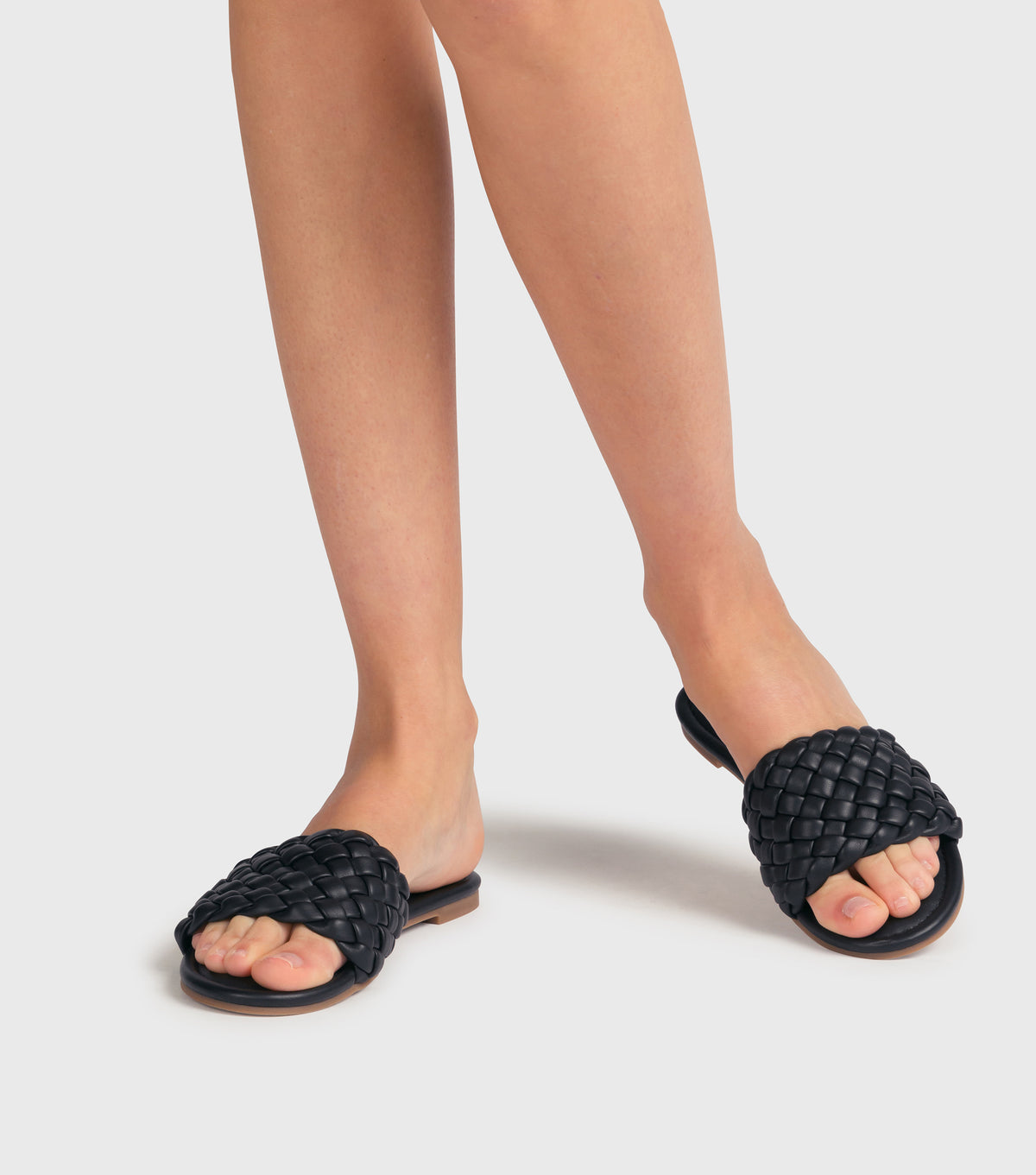 Sutton Black Woven Flat Sandals