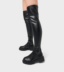 Polly Black Over The Knee Stretch Sock Boots