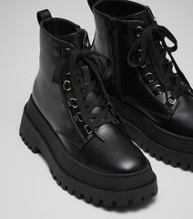 Billie Black Chunky Lace Up Boots