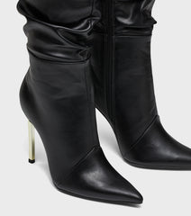 Edie Black Knee High Stiletto Heeled Boots