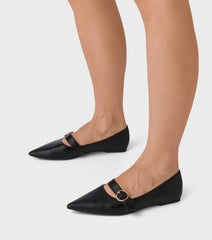 Emily Pointed Flat Loafer Shoes with Strap