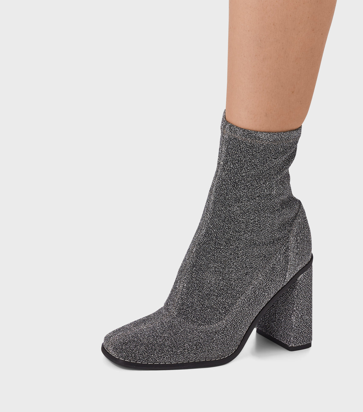 Jessie Silver Block Heel Sock Boots