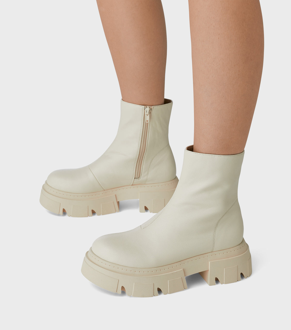Louise Off White Chunky Ankle Boot