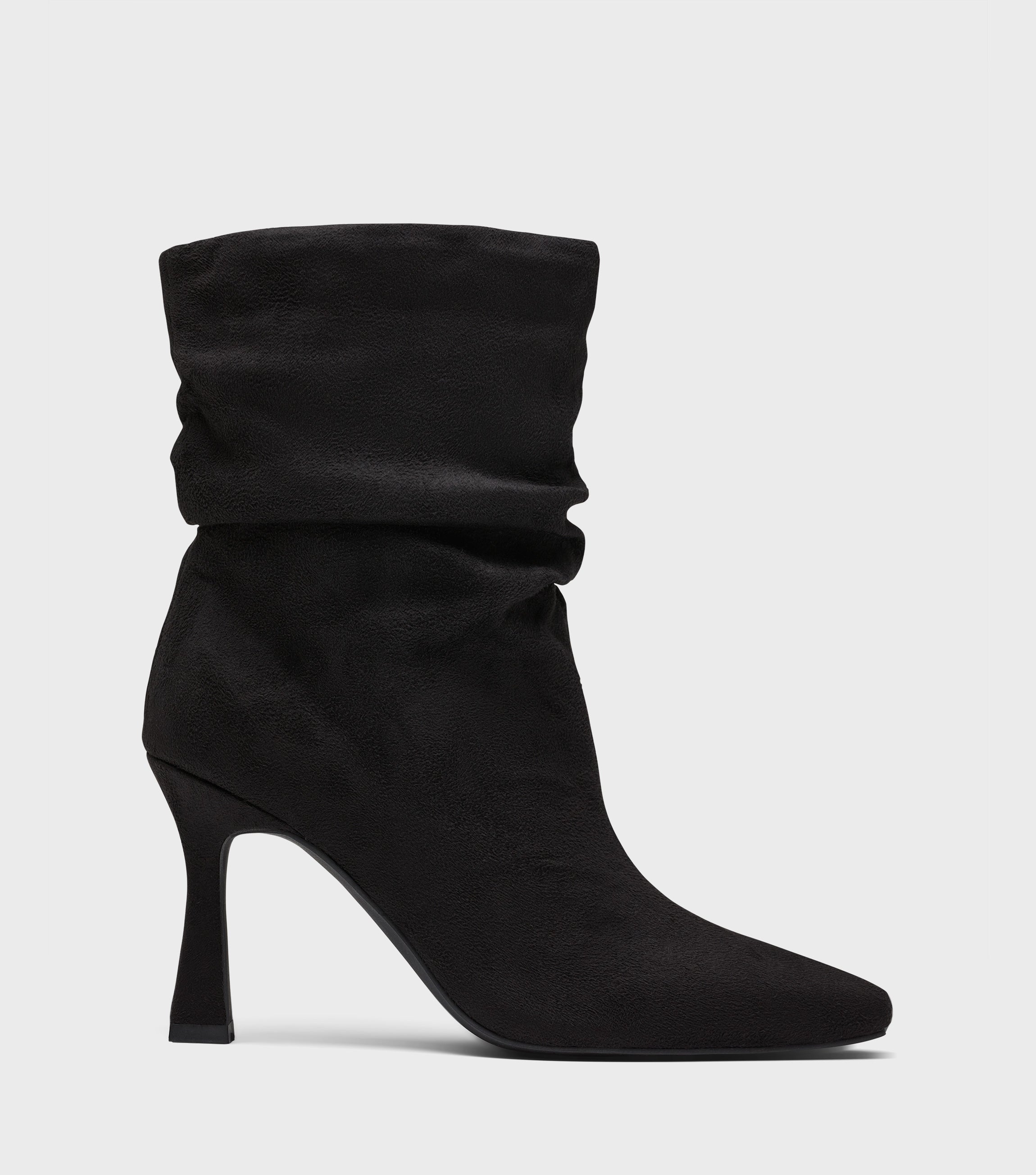 Nadia Black Ruched Ankle Boots