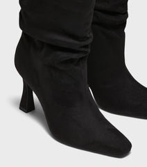 Nadia Black Ruched Ankle Boots