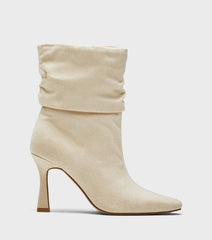 Nadia Cream Ruched Ankle Boots