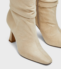 Nadia Cream Ruched Ankle Boots