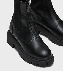 Sadie Black Ankle Boots With Front Zip