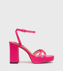 Maria Pink Satin Chunky Platform Heel Sandal