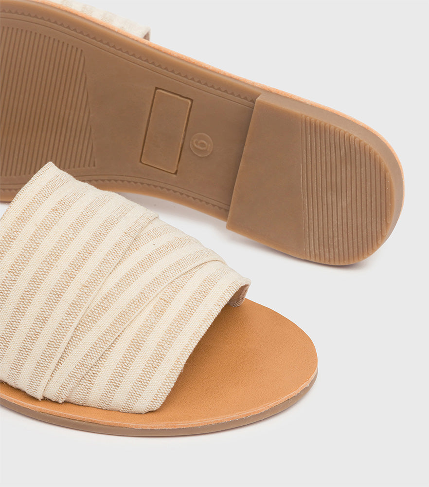 Olivia Natural Fabric Flat Sandal