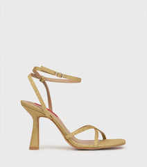 Valerie Gold Glitter Strappy Heeled Sandals